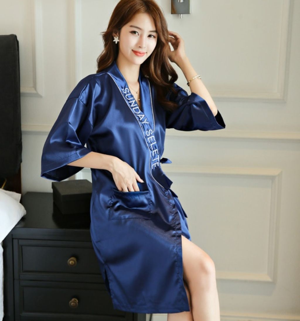 MS669 Ice Silk Satin Robe Sexy Sleepwear Sexy Lingerie Nightwear