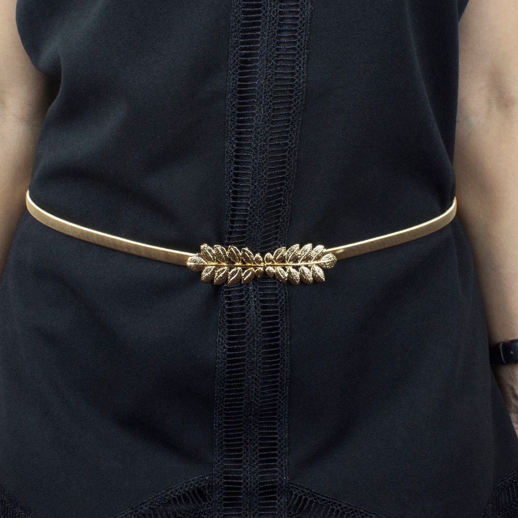 Double Gold Leaf Spring Belt Dinner Gown & Dress Evening Dress