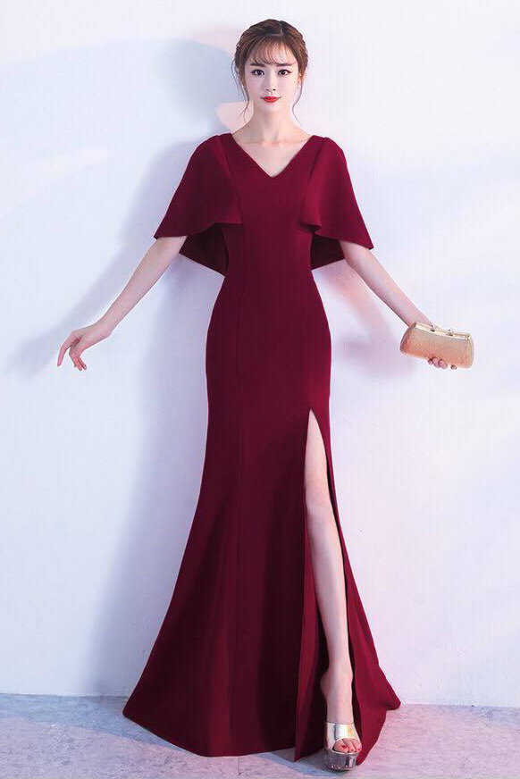 maroon elegant dress