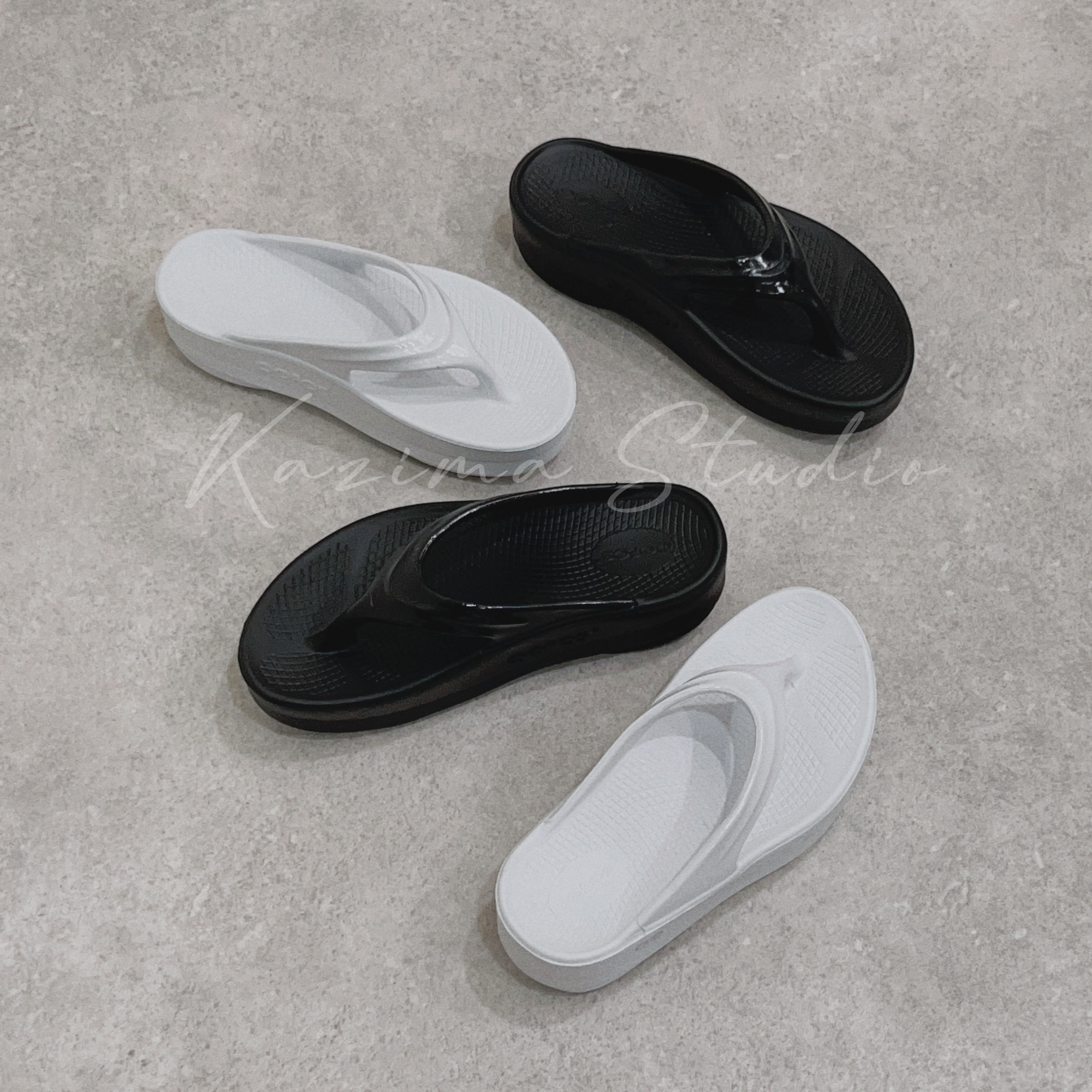 OOFOS OOMEGA 厚底厚底鞋防水拖鞋恢復鞋減壓拖鞋（三色）黑色白色奶茶