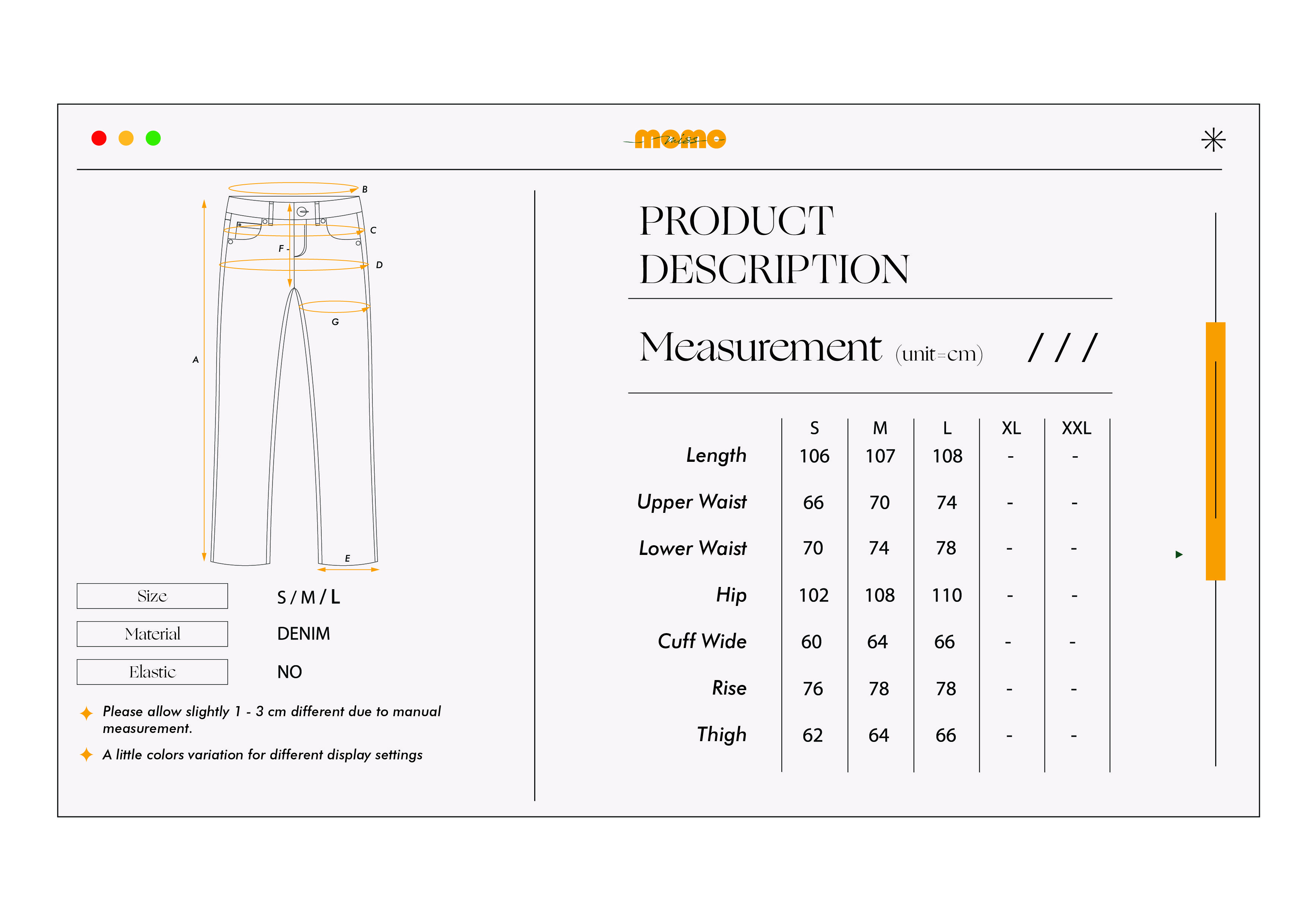 牛仔长裤S,M,L VINTAGE WASH DENIM PANTS