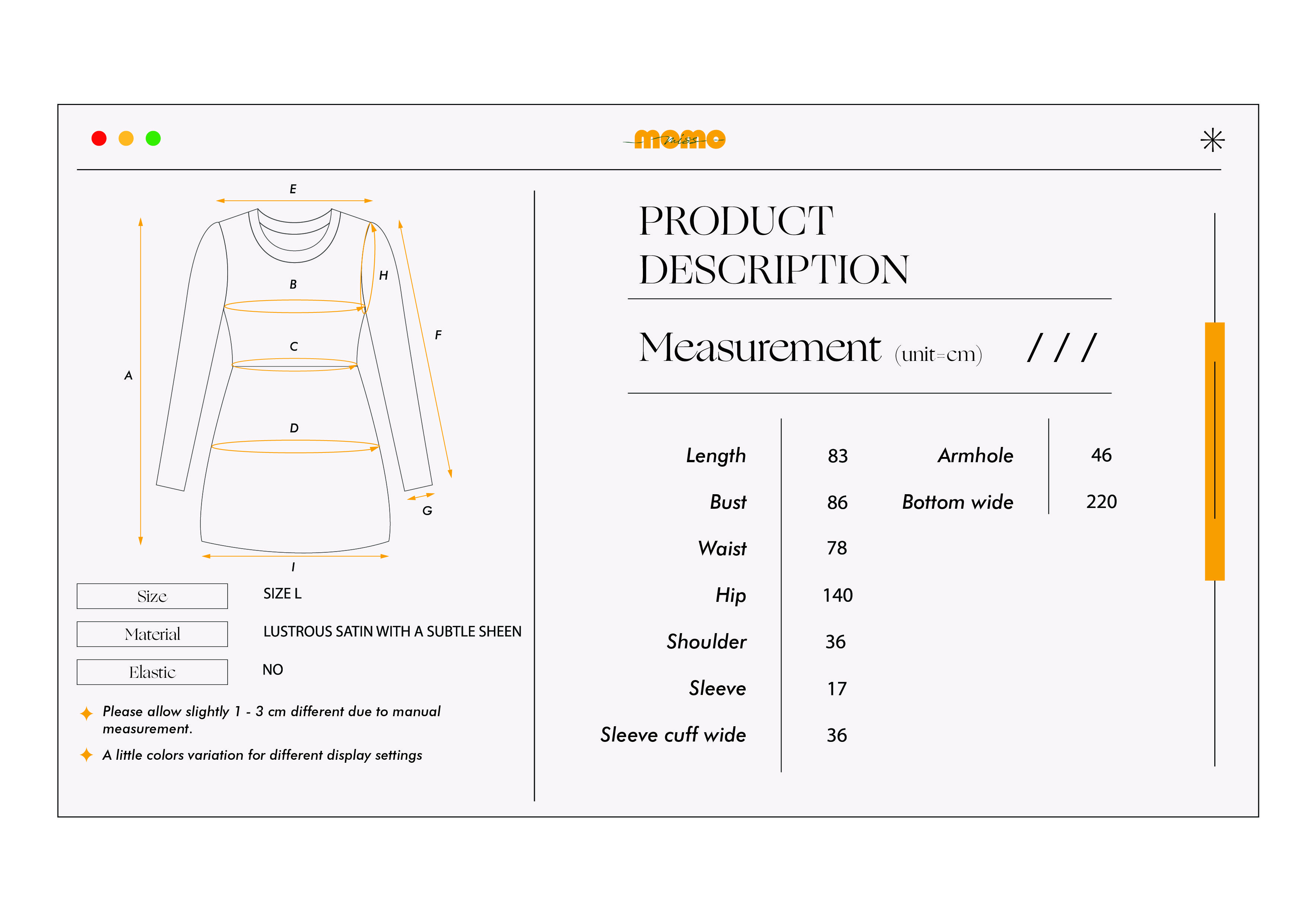 连身旗袍 L码 FLARED HEM MODERN CHEONGSAM SIZE L