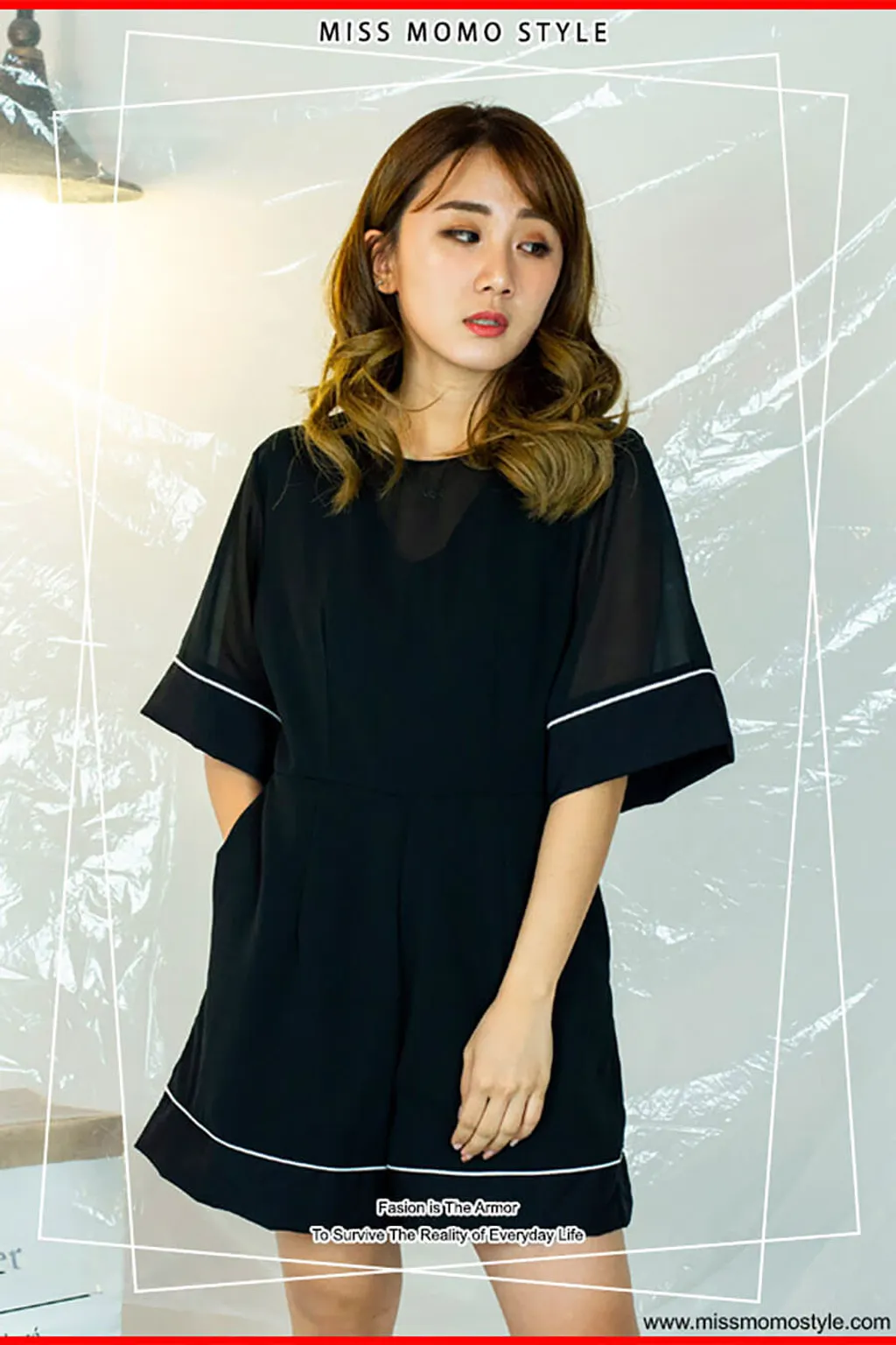 Pauline Sheer Romper Black M L Miss Momo Style