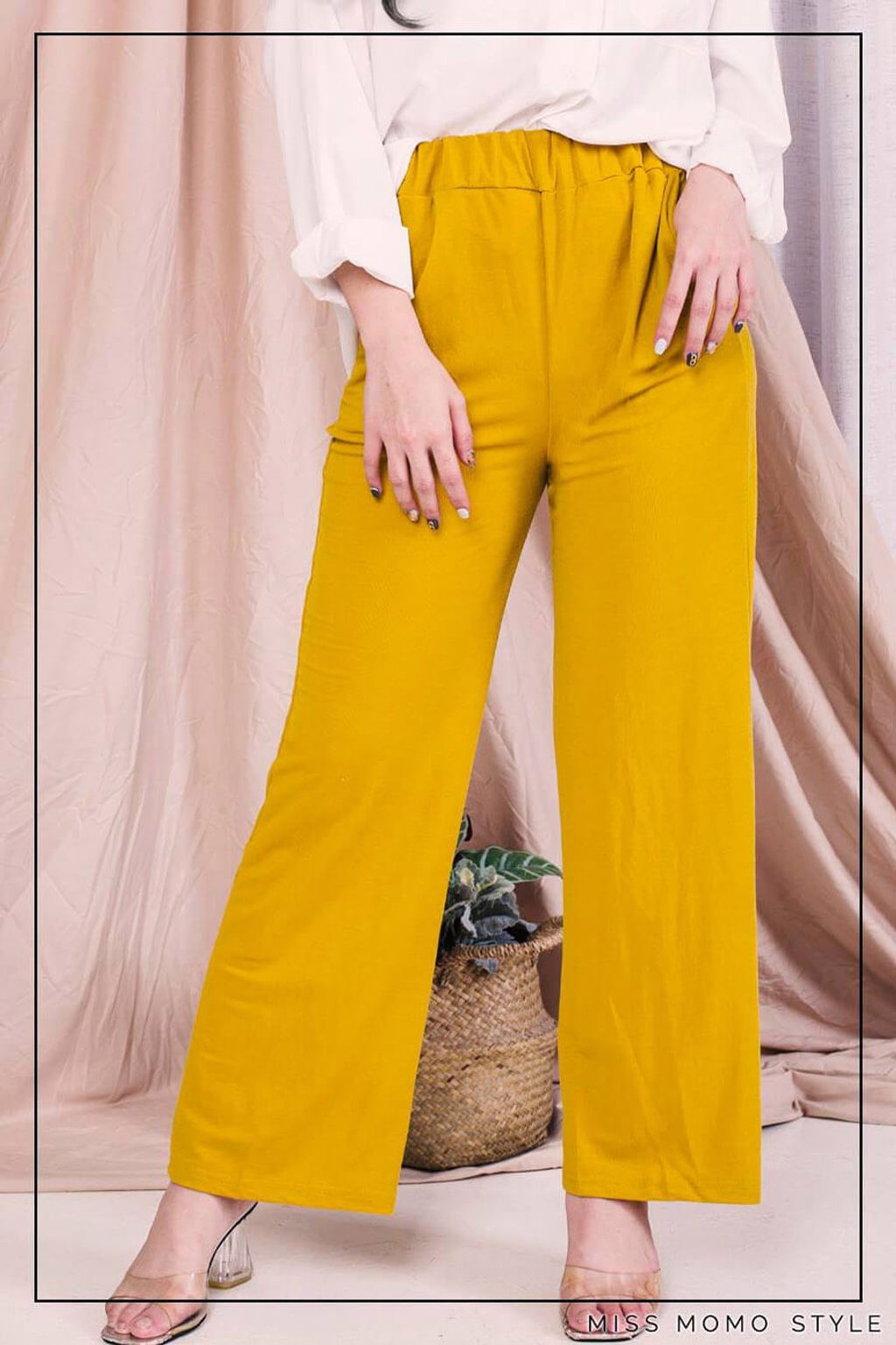 Brenda Bootcut Pants Yellow S Xl Miss Momo Style