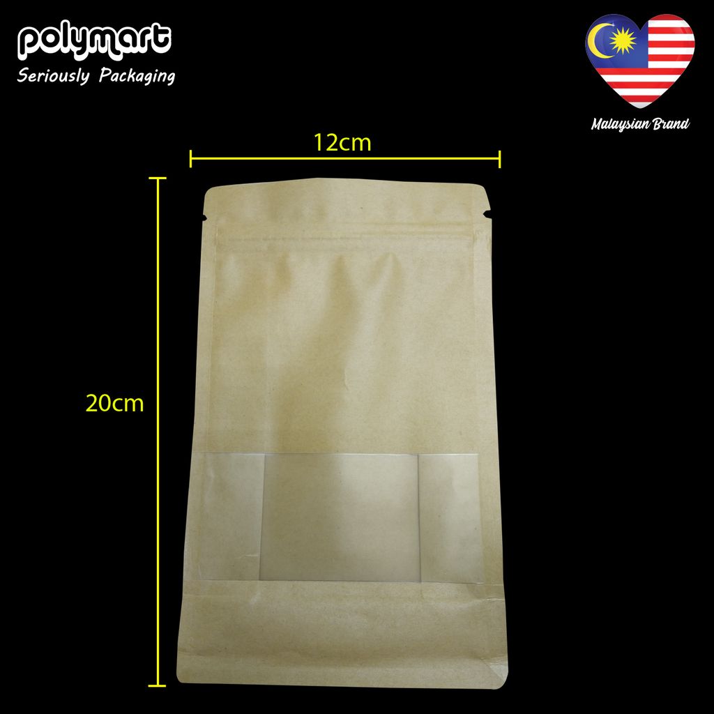 Lazada KPFB (Kraft Flat Bottom Pouch) with front 12x20cm.jpg