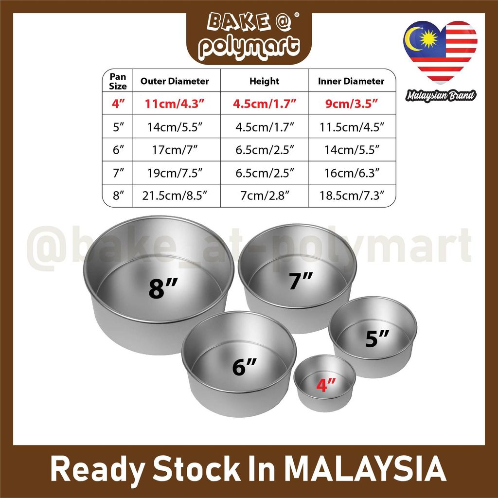 Round Cake Pan for bake ROUND shape cake 4"/5"/6"/7"/8" (1Pc) – Bake @  Polymart