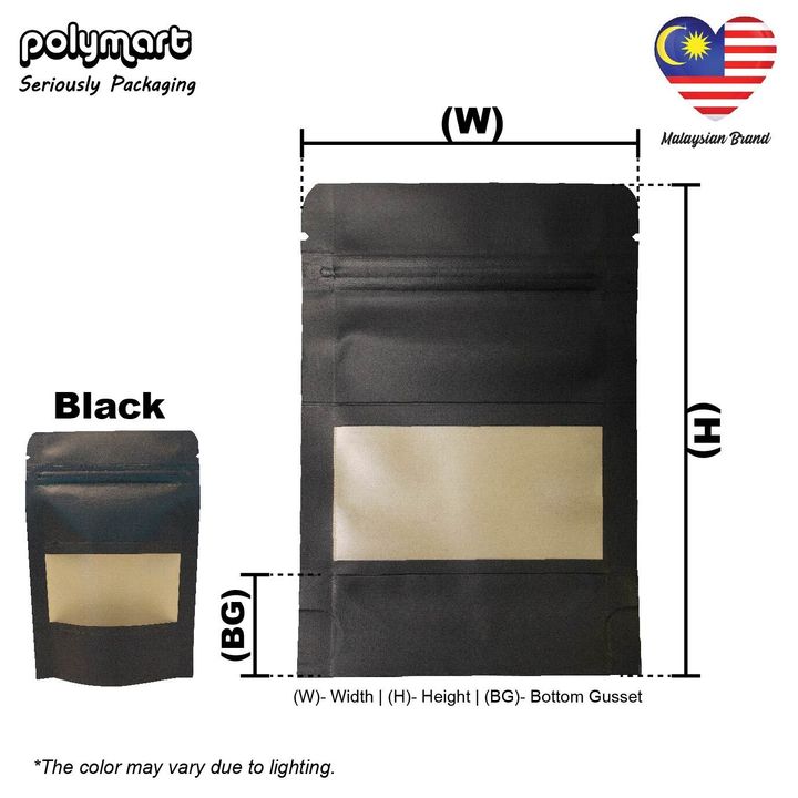 BLACK_Kraft Paper Ziplock with Windows 2 Colors