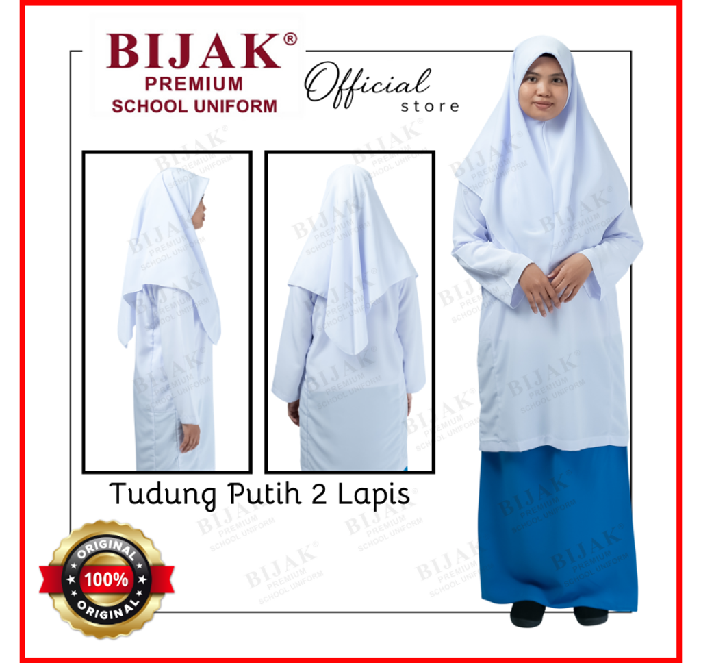 Tudung Putih 2 Lapis Image 1