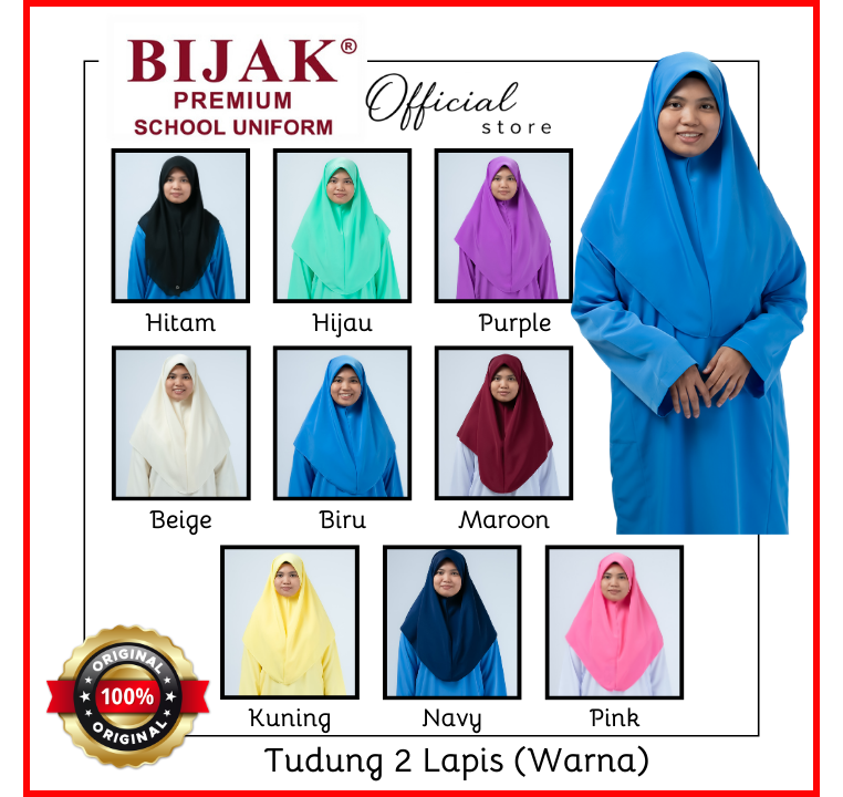 Tudung Sekolah Warna 2 Lapis Image 1 (2)