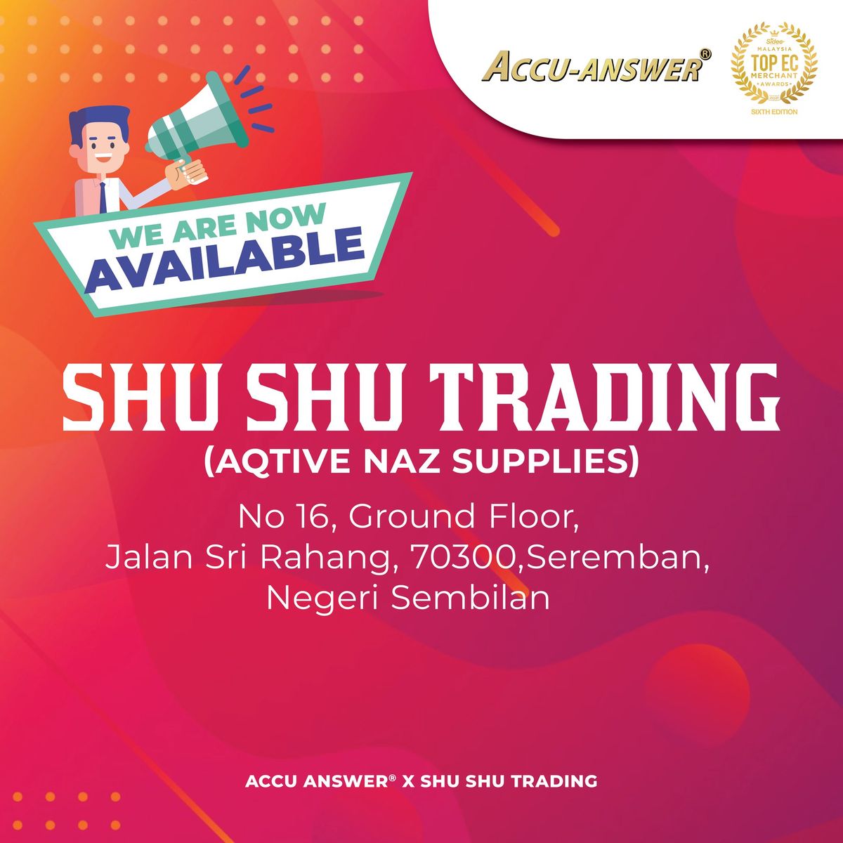 Accu-Answer® products are now available at Shu Shu Trading !!