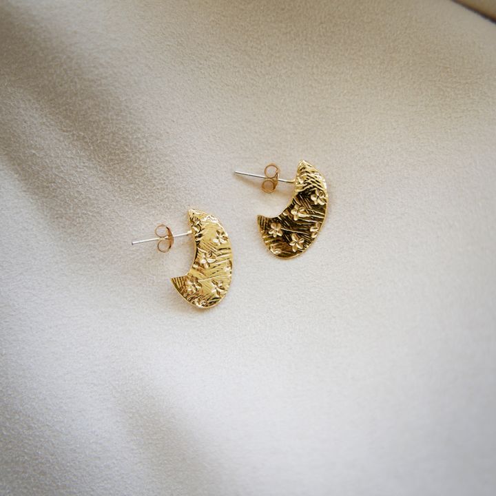 岩石小花耳環主圖，PIPIJUDY 原創設計飾品