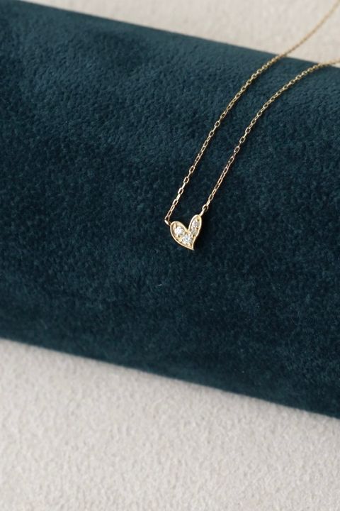 PIPIJUDY K10 閃閃心光真鑽項鍊 商品照・心形鑲鑽 K 金項鍊