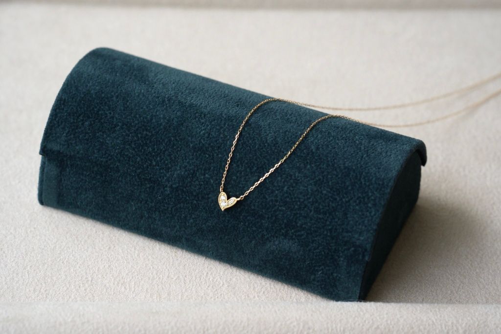 PIPIJUDY K10 閃閃心光真鑽項鍊 商品照・心形鑲鑽 K 金項鍊