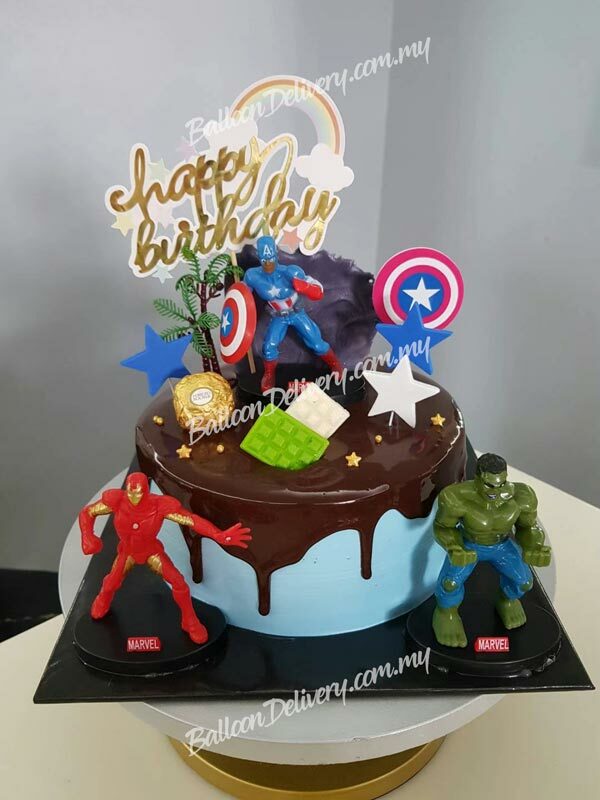 Avengers Bday Cake Bottom And Top Tiers Are Chocolate Cake The Rest Are Rkt  Covered In Mmf - CakeCentral.com