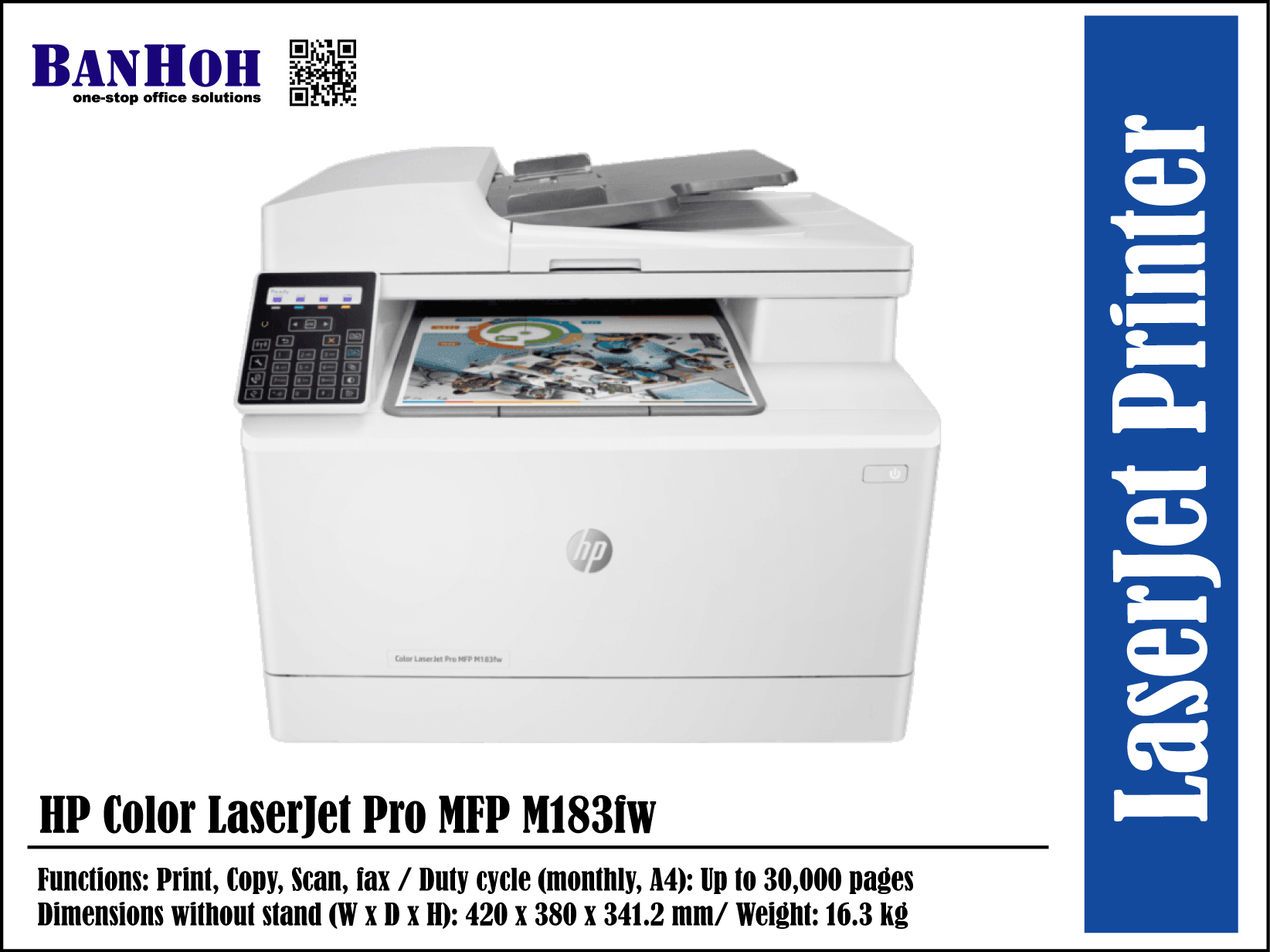 HP Color LaserJet Pro M183fw Multifunction Printer 