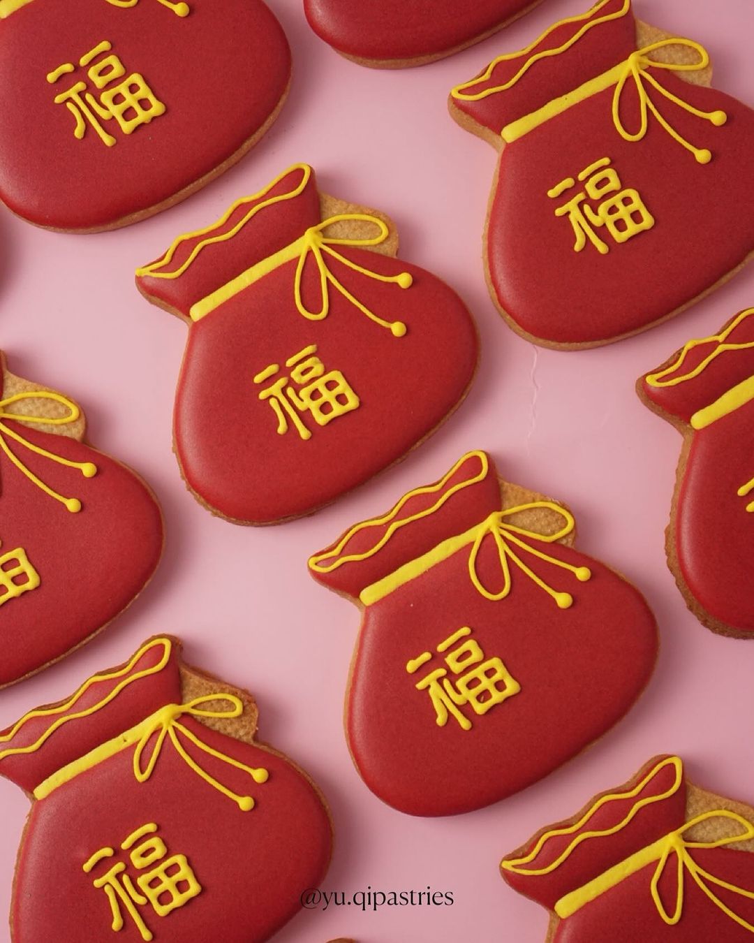 Qi Pastries CNY money bag icing Cookies Malaysia