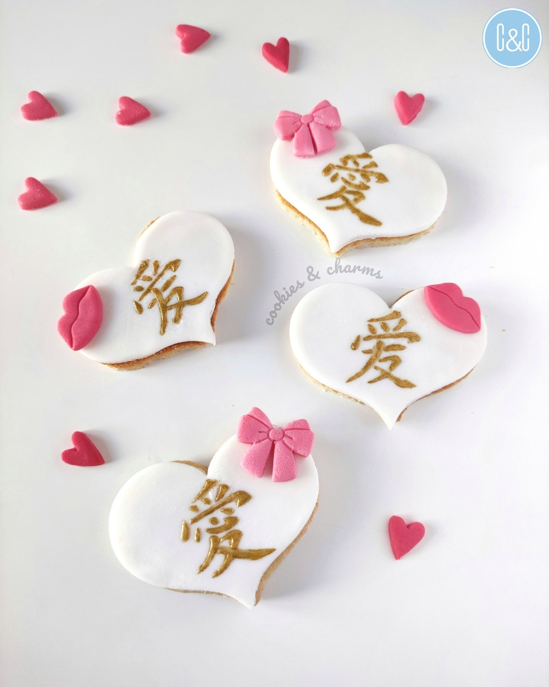 icing love word cookie using word stencil
