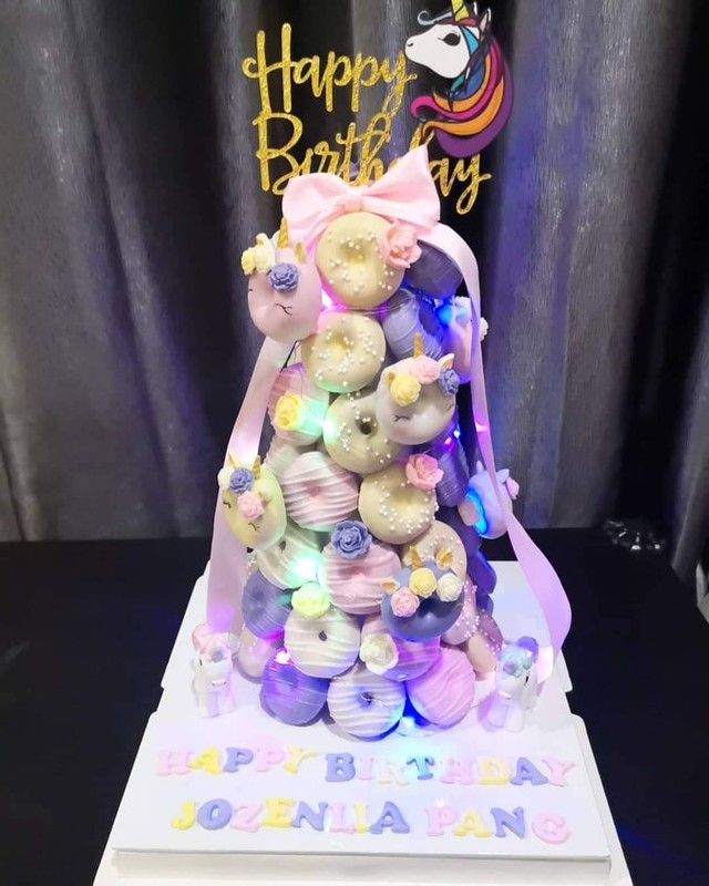 In dessert box donut tower birthday celebration