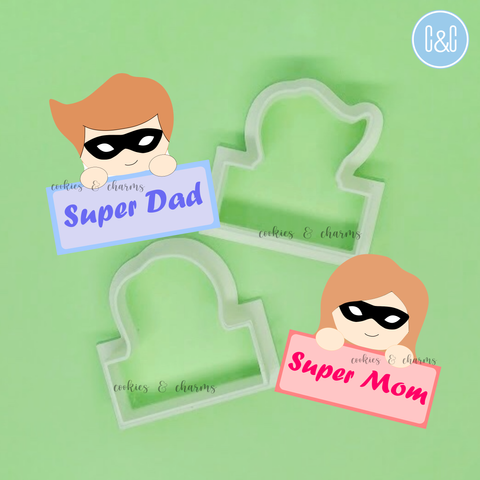 Super Mum Super Dad Plaque Cutter by cookies and charms singapore