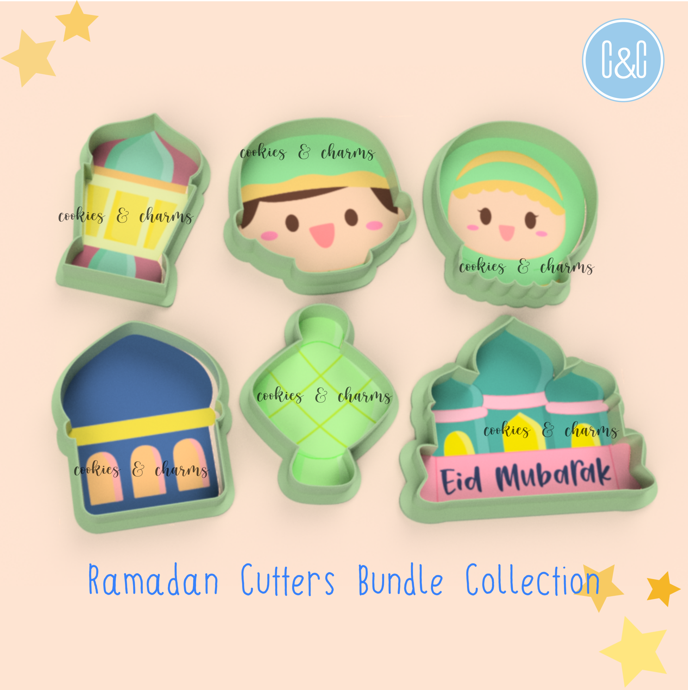 Hari Raya Ramadan Cookie Cutters and Embosser Collection (Set of 6) –  Cookies And Charms