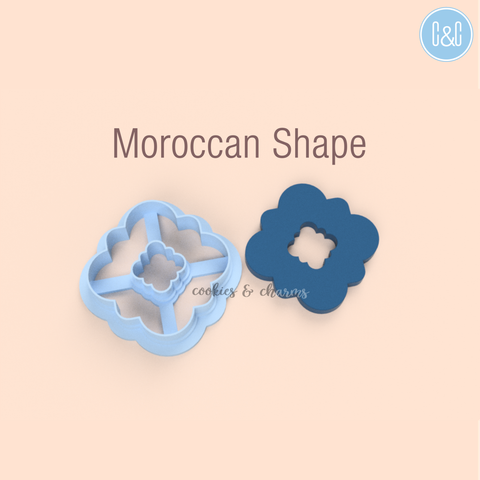 Moroccan Shape 1 Polymer Clay Cutter with clay cutout sample