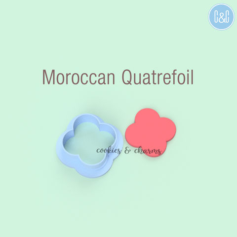 Moroccan Quatrefoil Polymer Clay Cutter with clay cutout sample