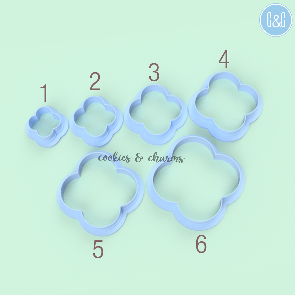 Full set -Moroccan Quatrefoil Polymer Clay Cutter 6 pieces