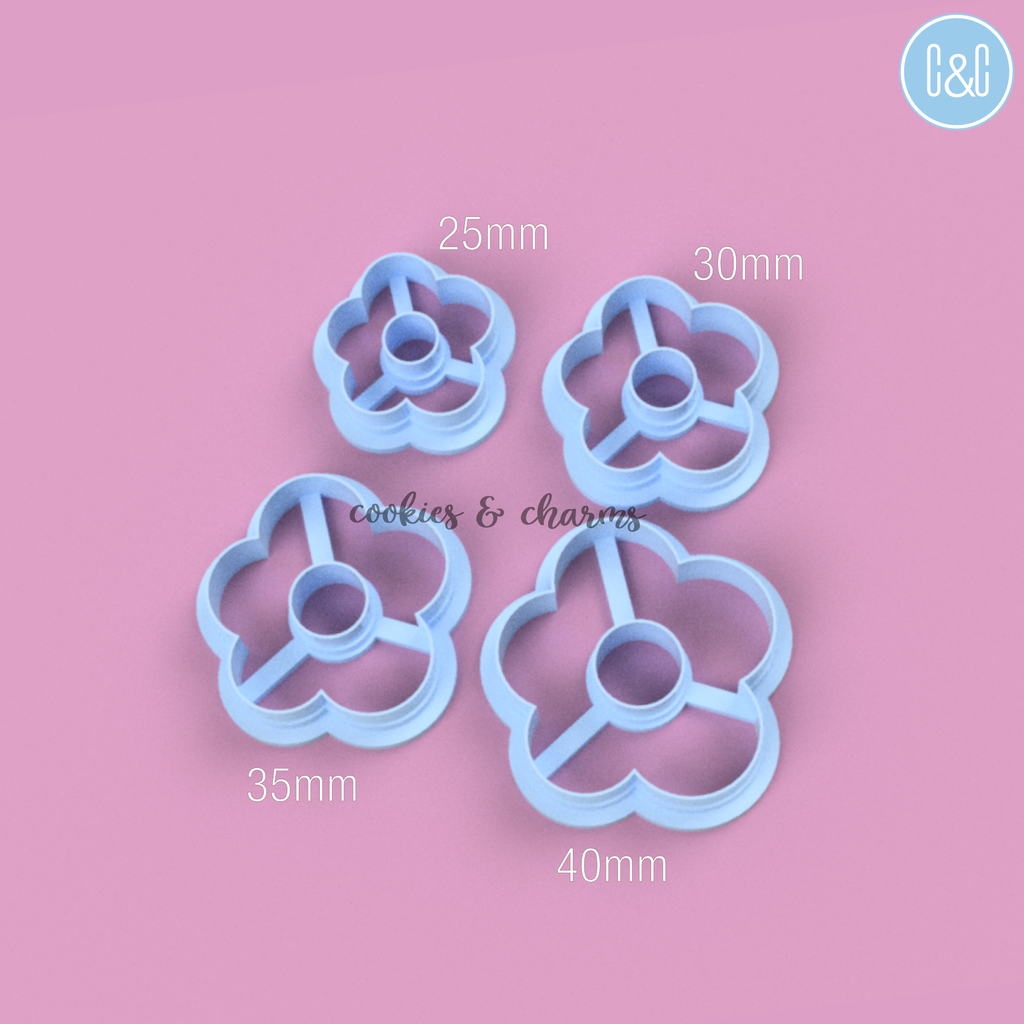 Organic daisy flower donut shape clay cutter size.png