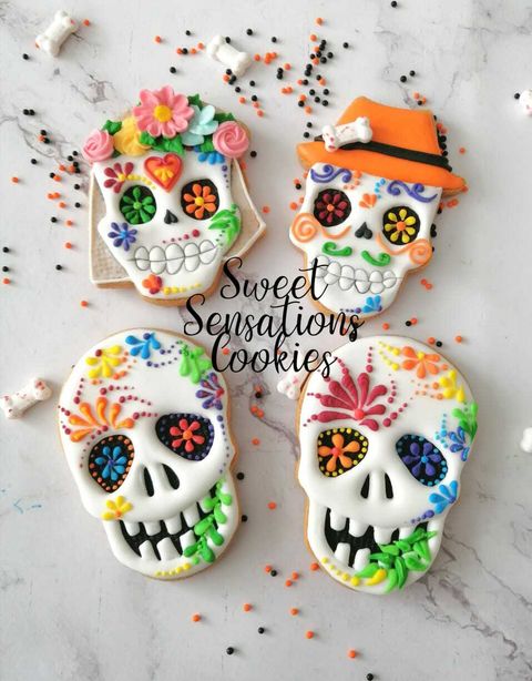 sweetsensationscookies cookier Party skull halloween cookies