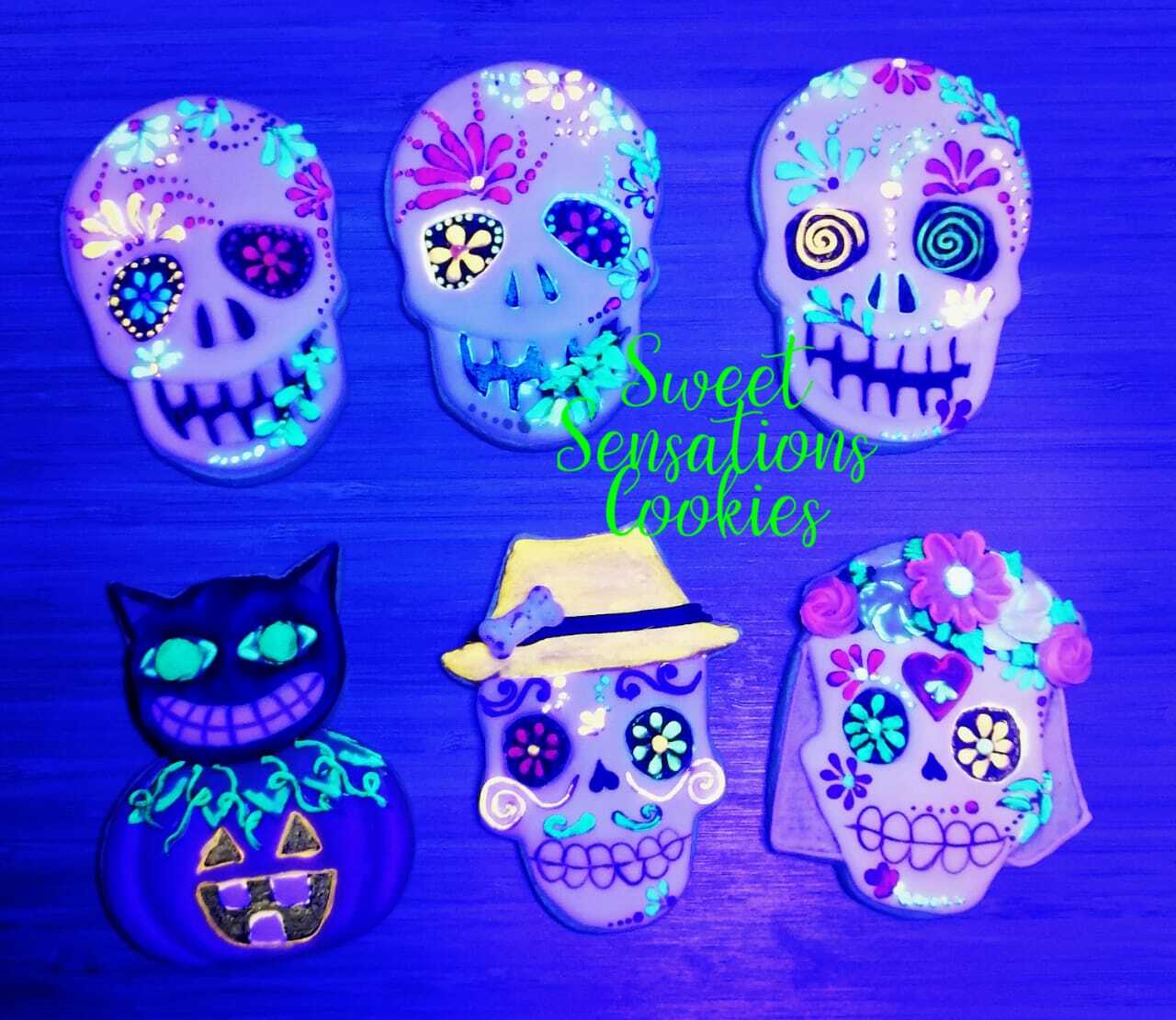 sweetsensationscookies baker glow in the dark Halloween cookies
