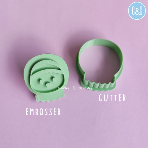 Malay Girl Head cutter and embosser, Kanak-kanak perempuan Hari raya Malaysia pemotong biskut