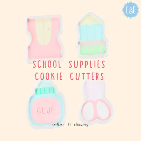 school supplies cookie cutter bundle , back to school bakes