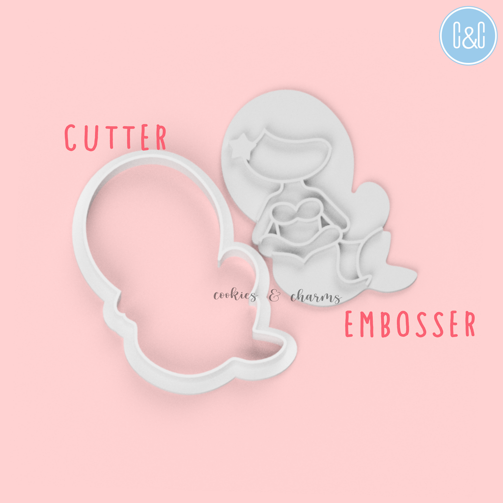 under the sea mermaid girl cookie cutter and embosser