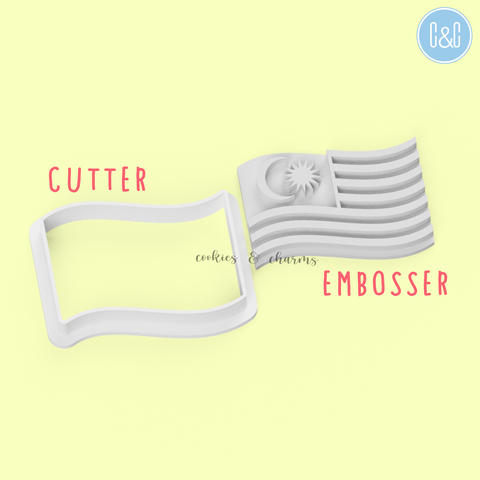 wavy flag cookie cutter and embosser