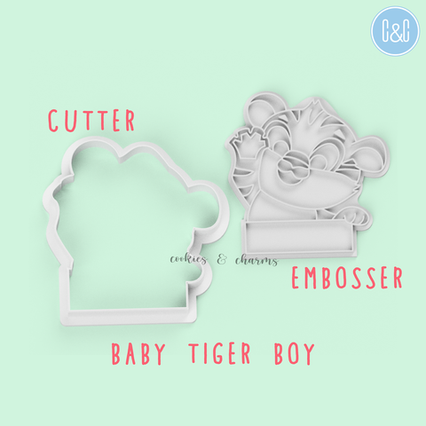 baby tiger boy cookie cutter and embosser