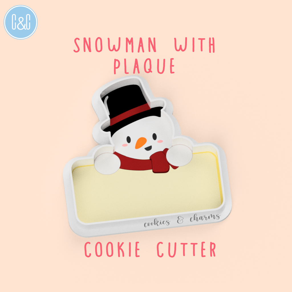 snowman with plaque cookie cutter