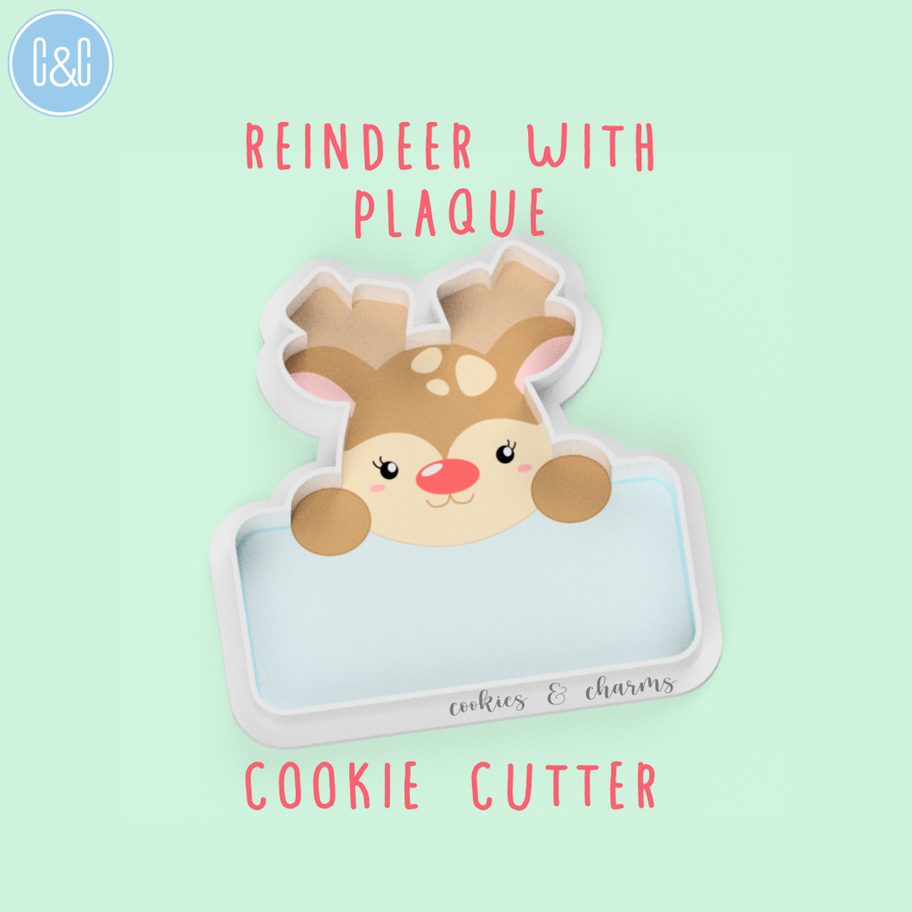 reindeer with plaque cookie cutter