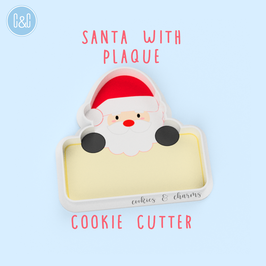 santa with plaque cookie cutter