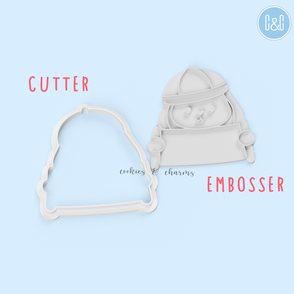 rabbit with plaque cookie cutter and embosser 2