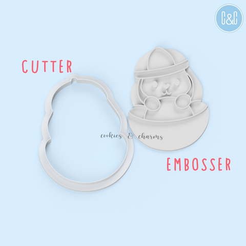 rabbit with gold ingot cookie cutter and embosser 2