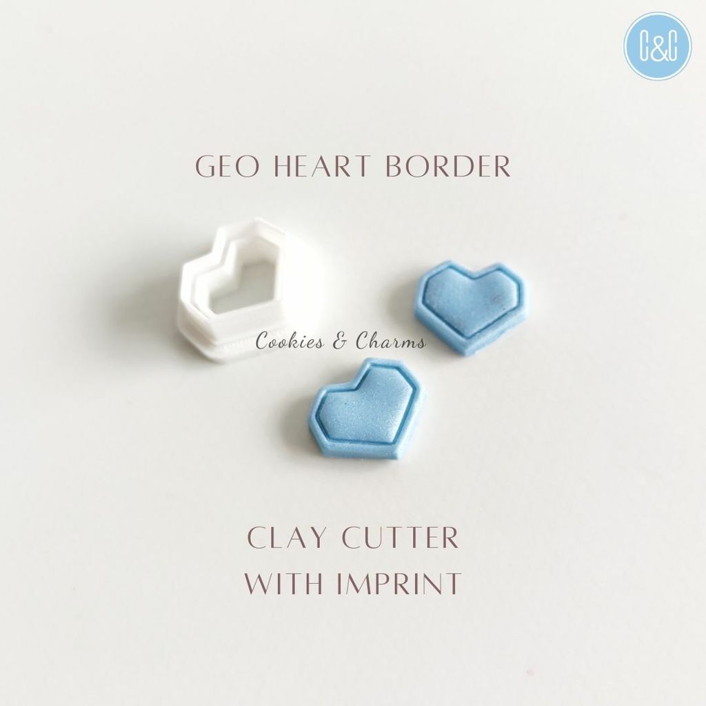 Geometric Heart border imprint clay cutter