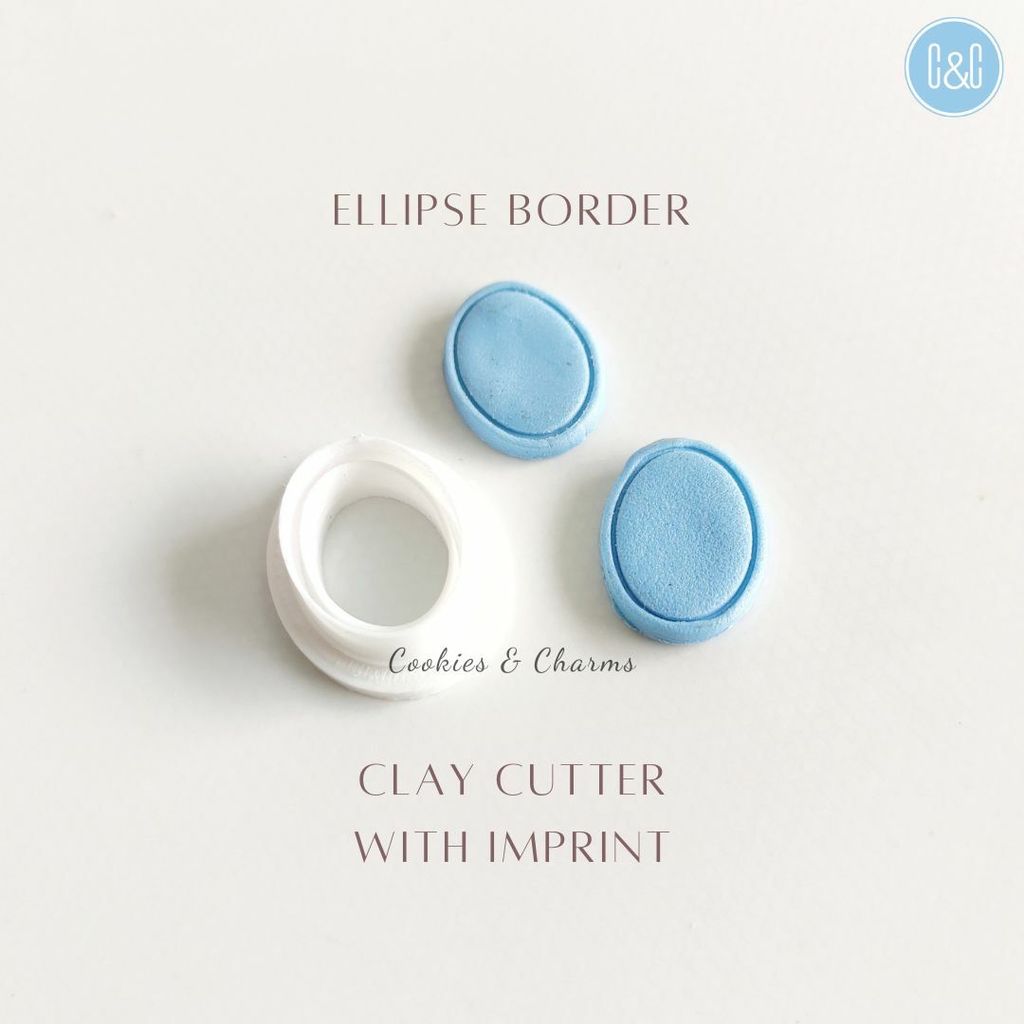 Ellipse border imprint clay cutter