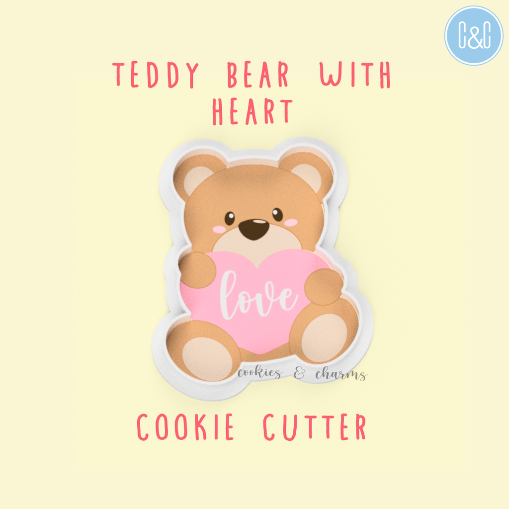 teddy bear with heart cookie cutter