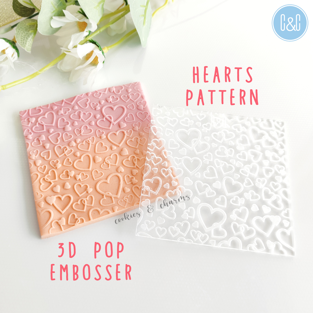hearts pattern 3d pop embosser