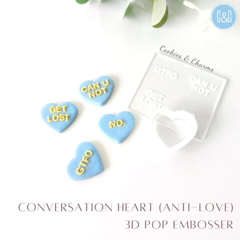 conversation heart anti love 3d pop embosser