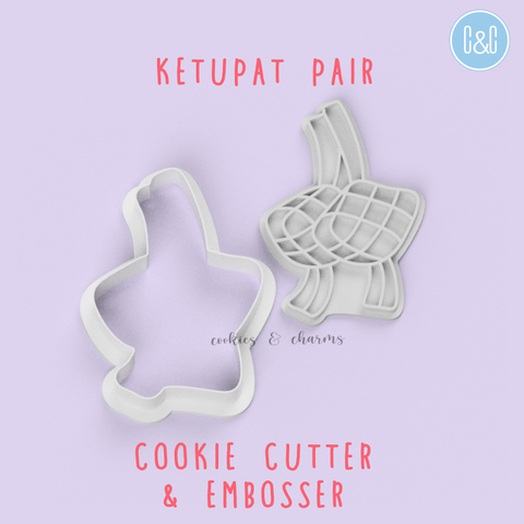 ketupat pair cookie cutter and embosser