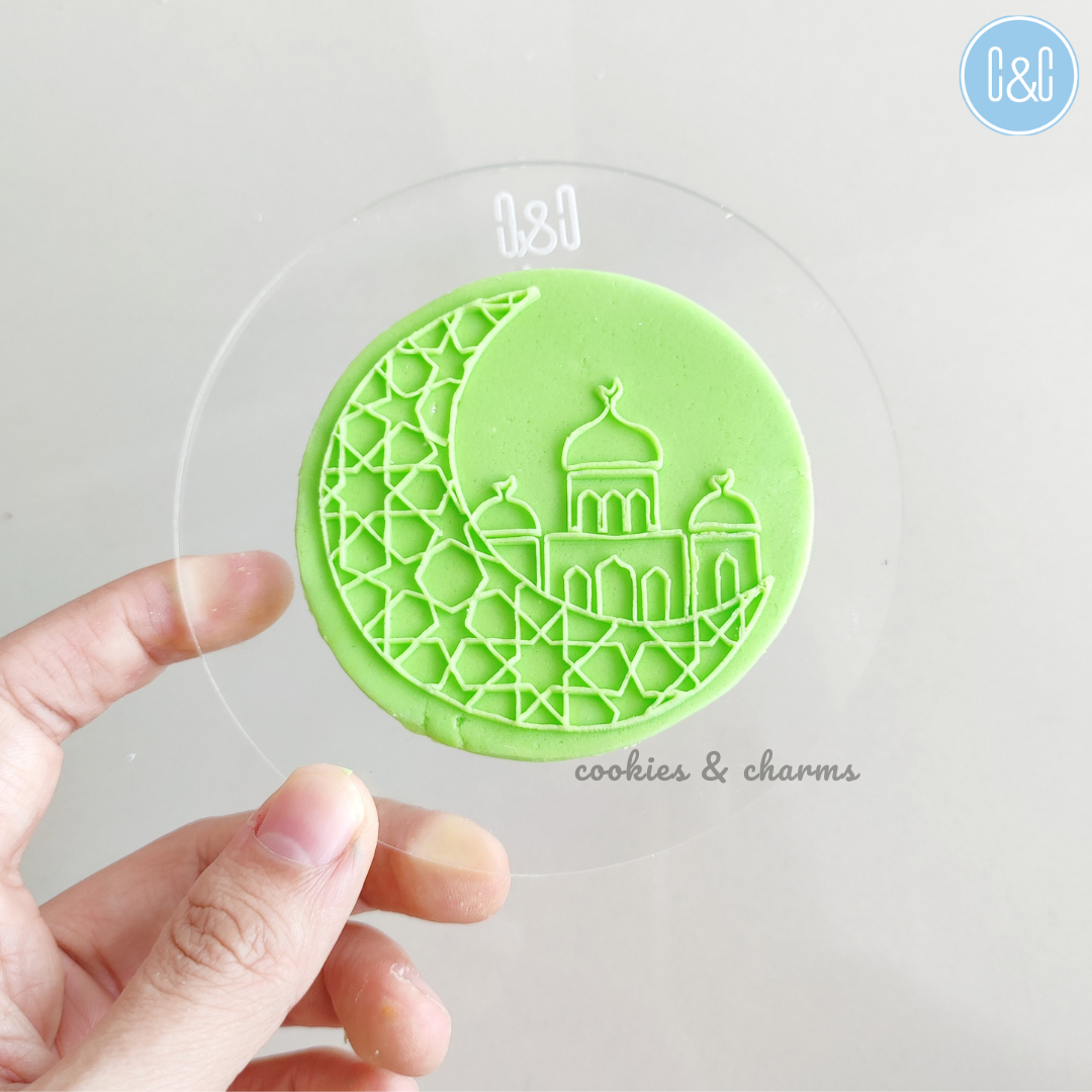 Hari raya crescent moon 3d pop fondant embosser 2