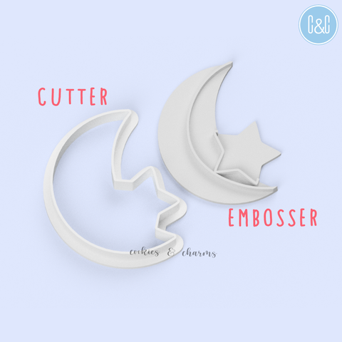 crescent moon and star cookie cutter and embosser