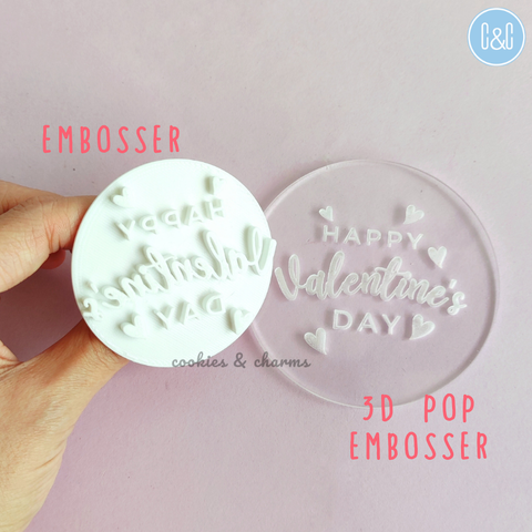 happy valentines day embosser and 3d pop fondant embosser