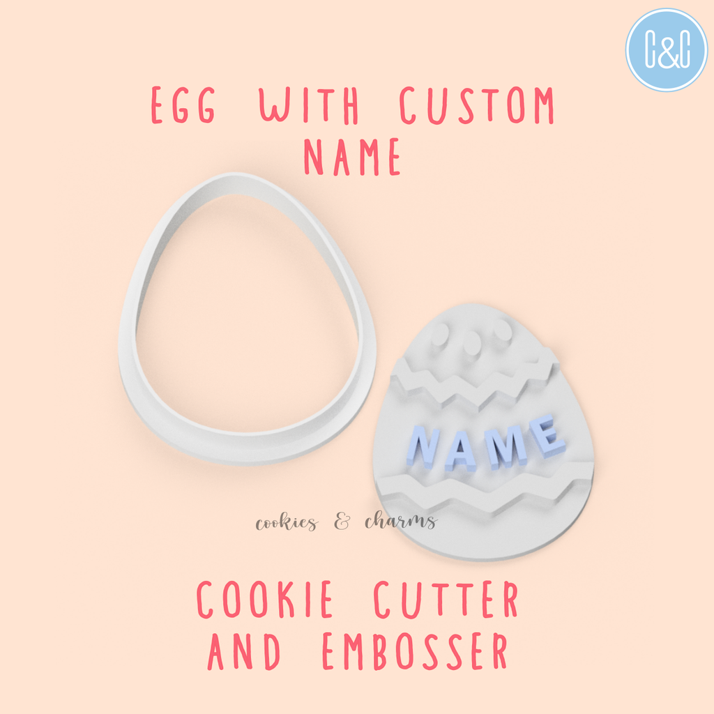 egg with custom name cookie cutter